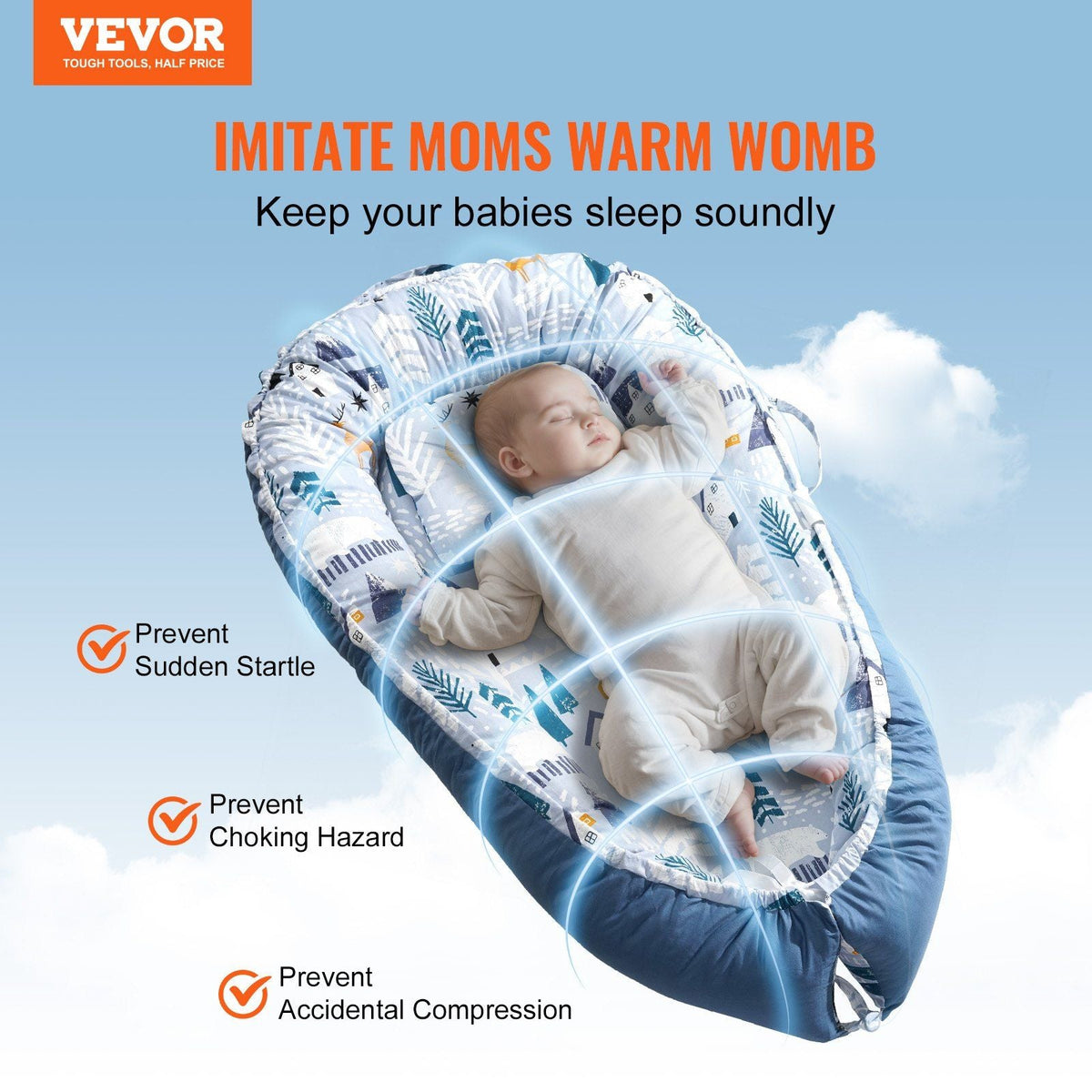 Baby Lounger 100% Cotton Newborn Nest Sleeper with Headrest and 2 Covers