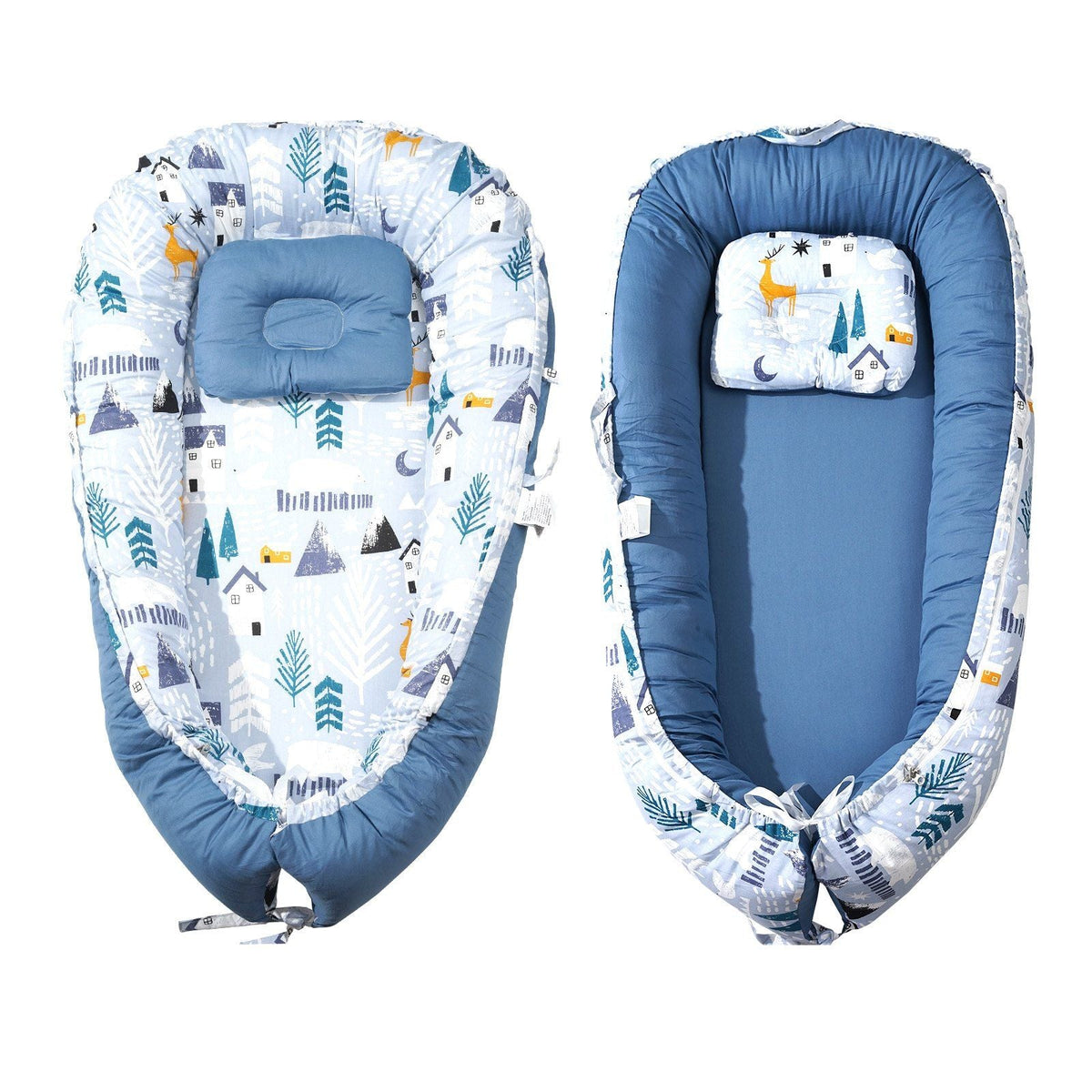 Baby Lounger 100% Cotton Newborn Nest Sleeper with Headrest and 2 Covers