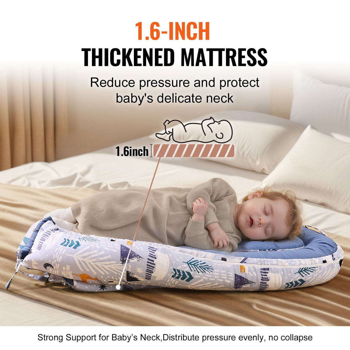 Baby Lounger 100% Cotton Newborn Nest Sleeper with Headrest and 2 Covers