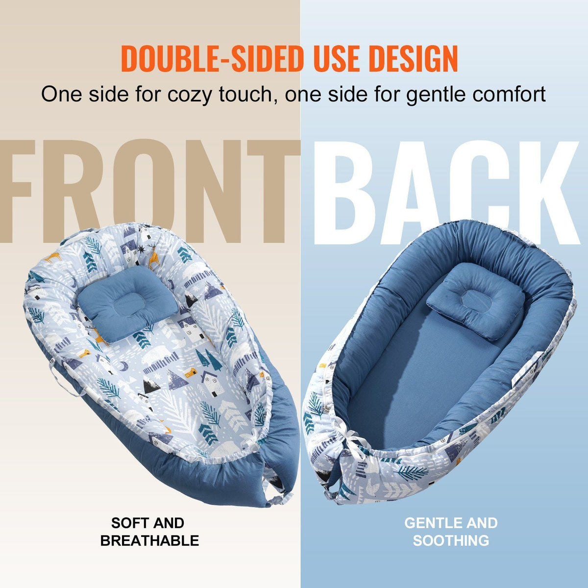 Baby Lounger 100% Cotton Newborn Nest Sleeper with Headrest and 2 Covers