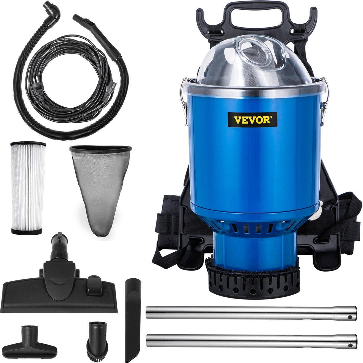 Backpack Vacuum, 3.6qt Backpack Vacuum Cleaner, 5-IN-1 Lightweight Backpack Vacuum, HEPA Filtration Vacuum Backpack, Commercial Industrial Backpack Vacuum with Telescoping Wand, Tool Kit, Corded