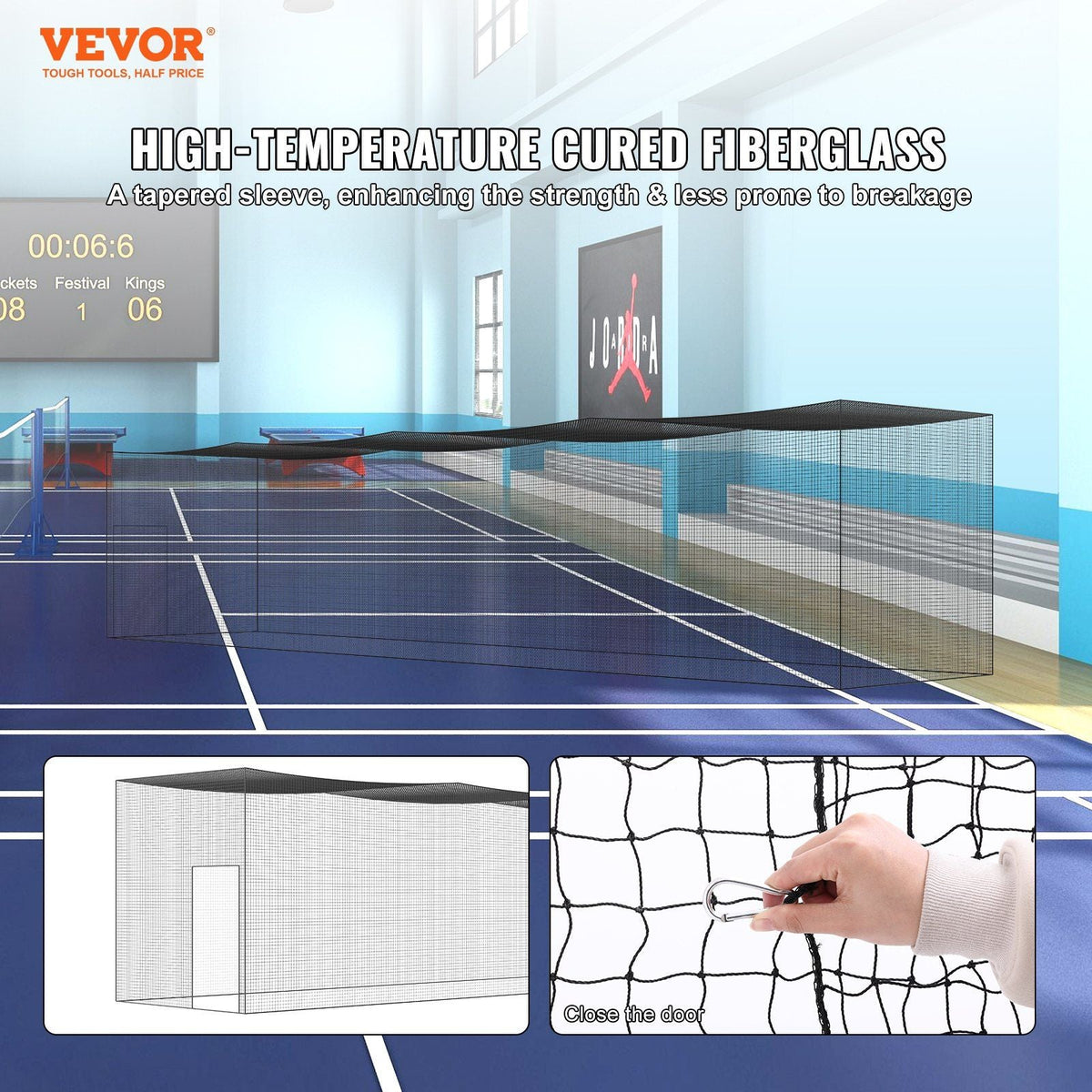 Baseball Batting Netting, Professional Softball Baseball Batting Hitting Training Net, Practice Portable Pitching Cage Net with Door & Carry Bag, Heavy Duty Enclosed PE Netting, 55FT (NET ONLY)