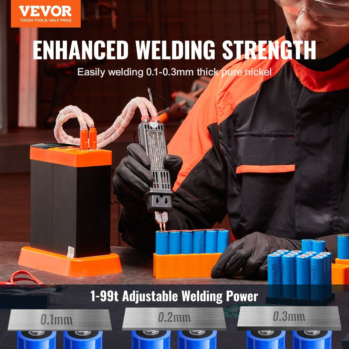 Battery Spot Welder, 14.5KW Capacitor Energy Storage Pulse Battery Spot Welder with 73B Welding Pen, 801D High Power Spot Welding Equipment & 2 Welding Modes for 0.1-0.3mm Pure Nickel, Batteries