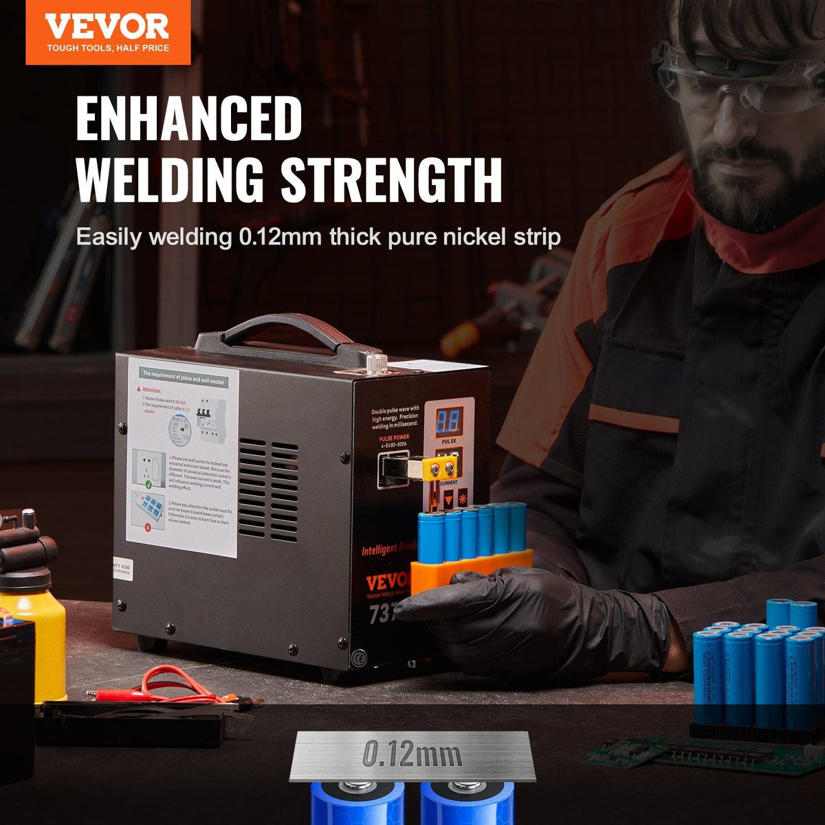 Battery Spot Welder, 737G Pulse Spot Welder, Portable High-Power Battery Welding Machine Soldering Station with 2 Welding Modes and LED Lighting for 0.12mm Pure Nickel, 18650 14500 Battery Pack