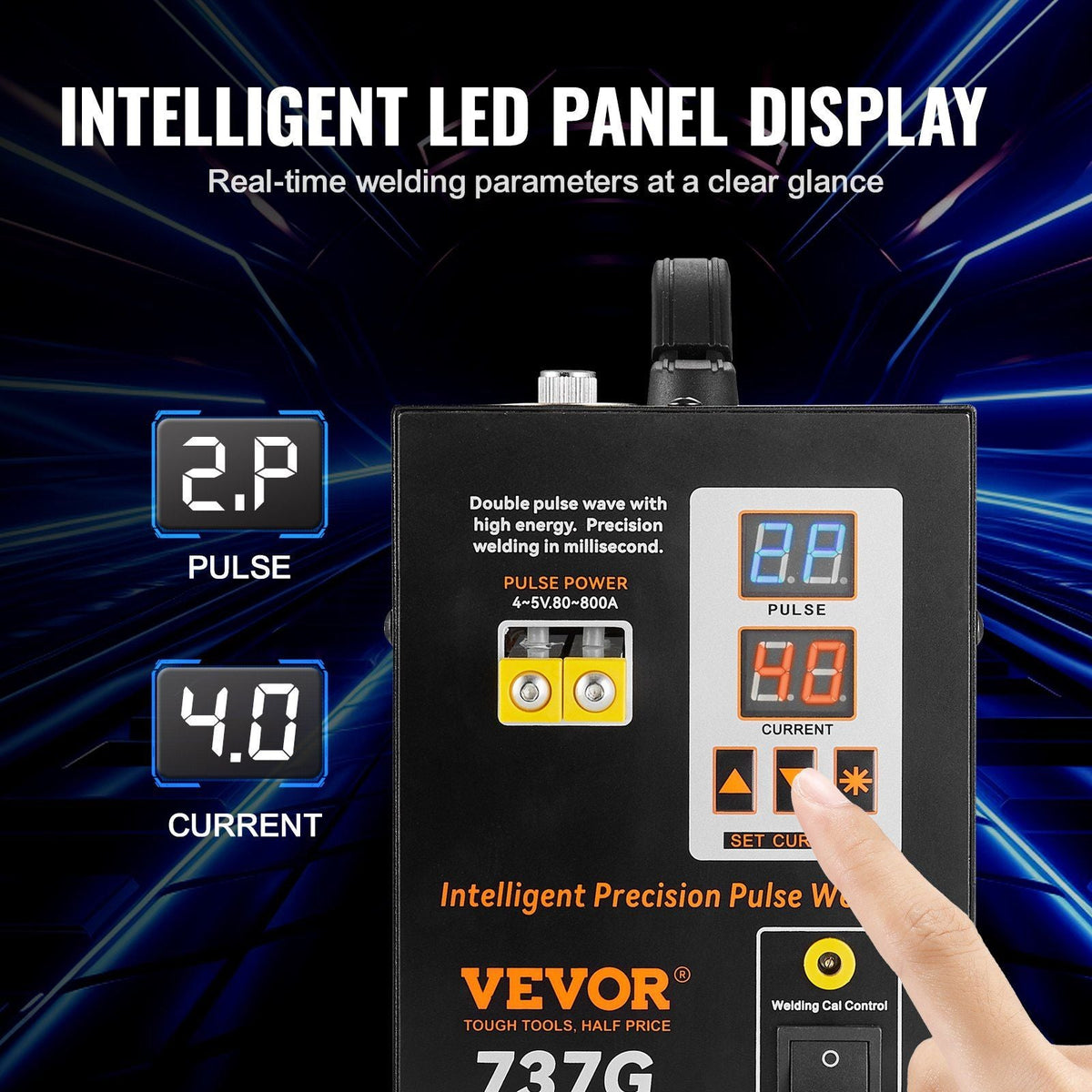 Battery Spot Welder, 737G Pulse Spot Welder, Portable High-Power Battery Welding Machine Soldering Station with 2 Welding Modes and LED Lighting for 0.12mm Pure Nickel, 18650 14500 Battery Pack