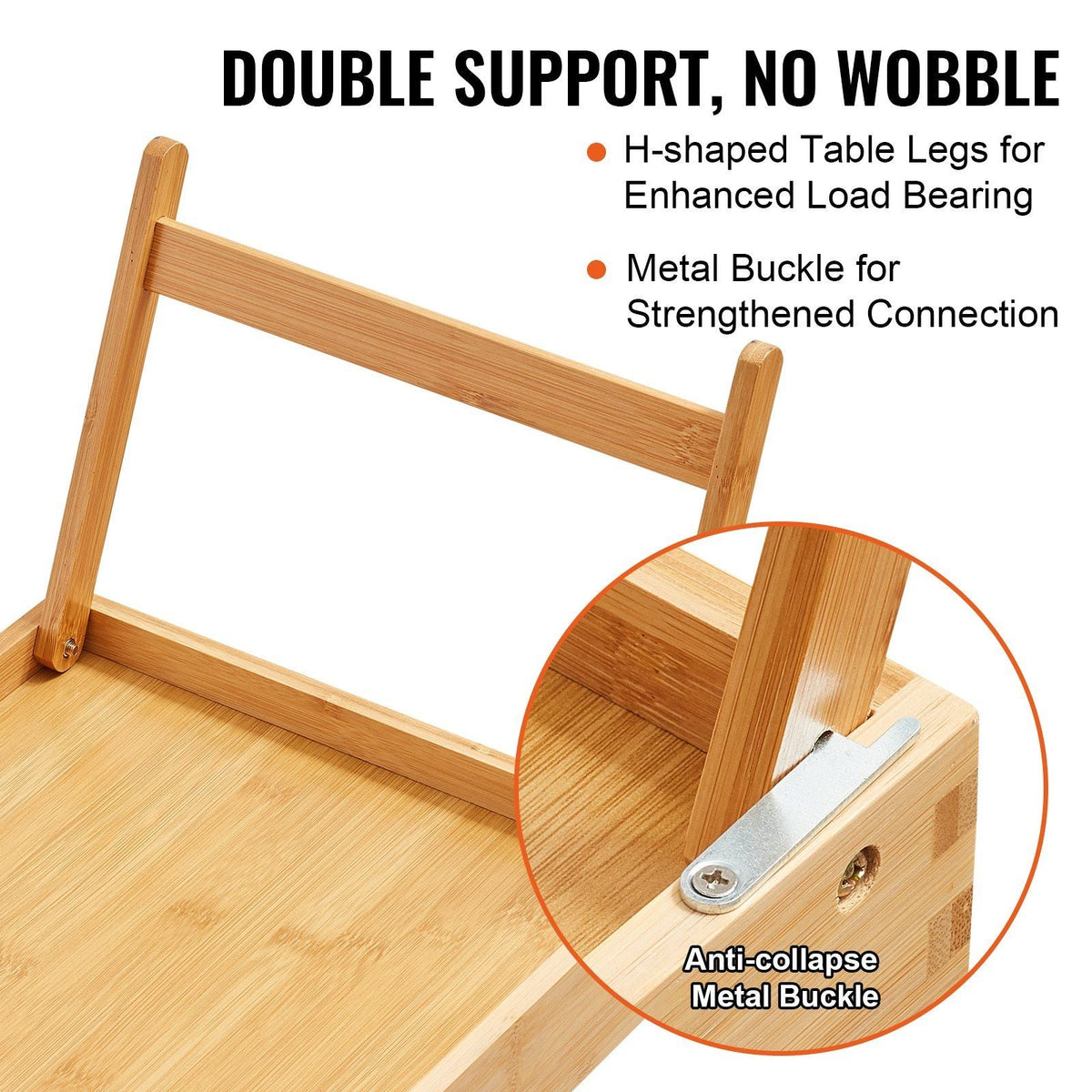 Bed Tray Table with Foldable Legs & Media Slot, Bamboo Breakfast Tray for Sofa, Bed, Eating, Snacking, and Working, Serving Laptop Desk Tray TV Tray, Portable Food Snack Platter, 19.7" x 11.8"