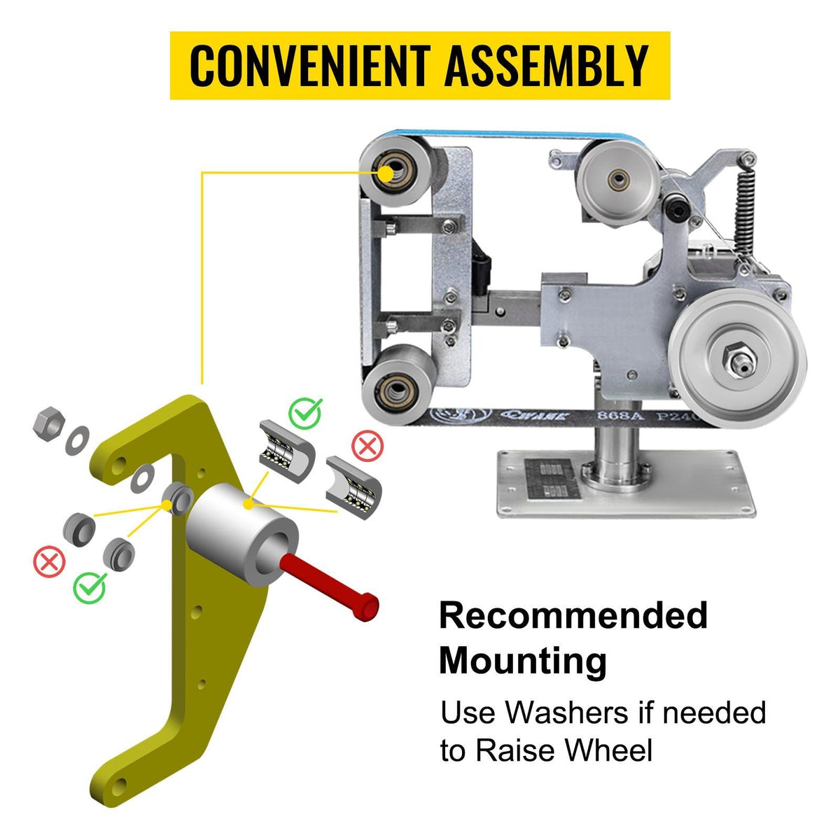 Belt Grinder 2" x 72" Wheel Set, Complete Belt Knife Grinder Wheel Set, Aluminum Belt Grinder Wheel Crowned, for Knife Grinder 4" Drive Wheel 5/8" Bore 3" Tracking 2" Idler Wheels (4"-3"-2")