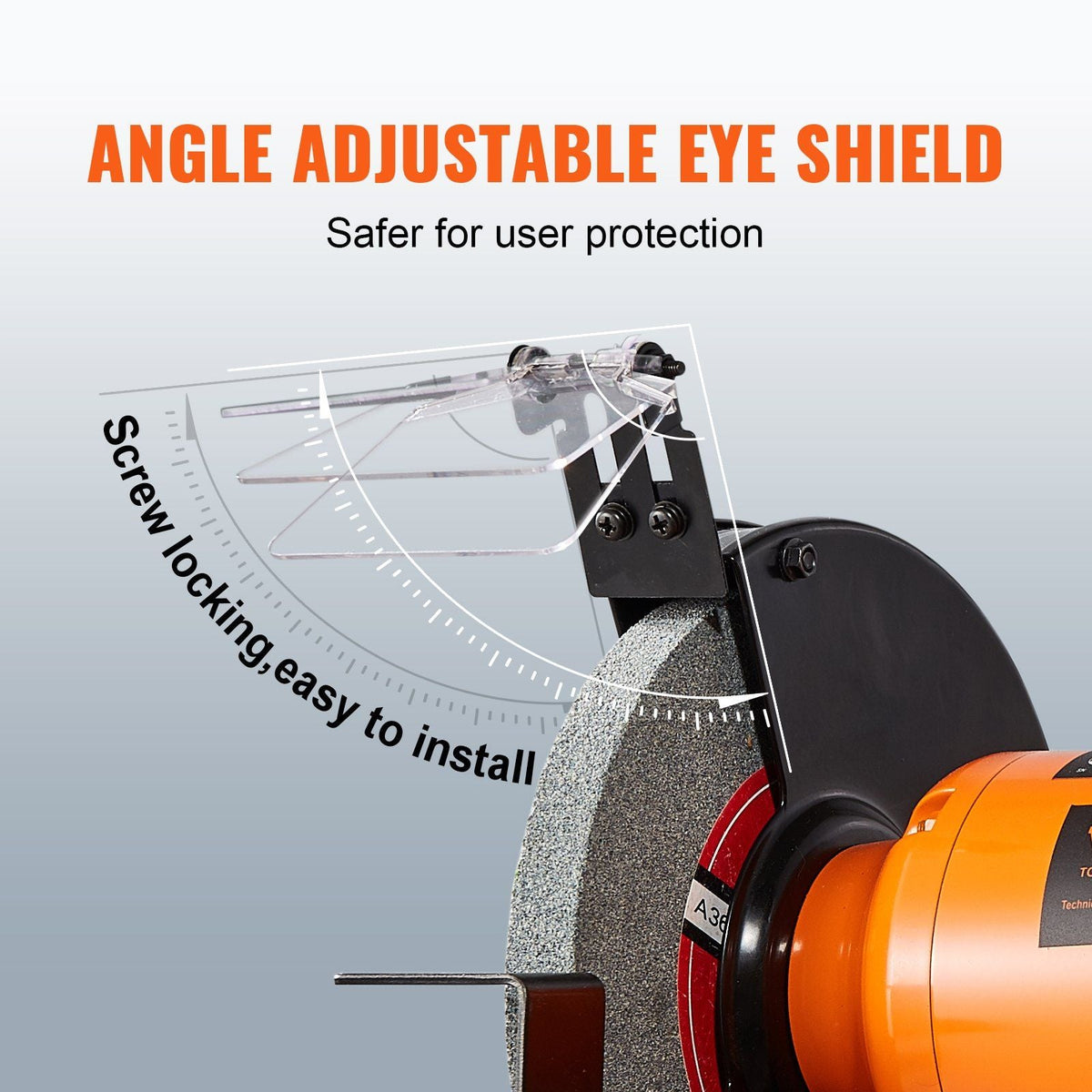 Bench Grinder, 8 inch Single Speed Bench Grinder with 3A Brushless Motor 3580 RPM Table Grinder with 36/80-Grit Grinding Wheels for Grinding, Sharpening Application