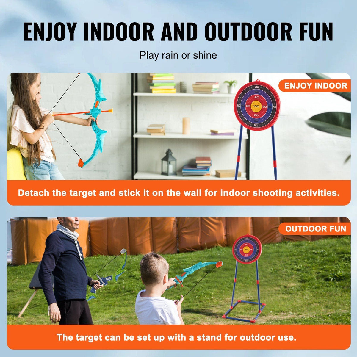 Bow and Arrow Set for Kids, 2 Pack LED Light Up Archery Set with 20 Suction Cup Arrows, Standing Target, 2 Quivers, 3 Target Cans, Outdoor Toy Birthday Gift for Boys & Girls 6 7 8 9 10+ Year Old