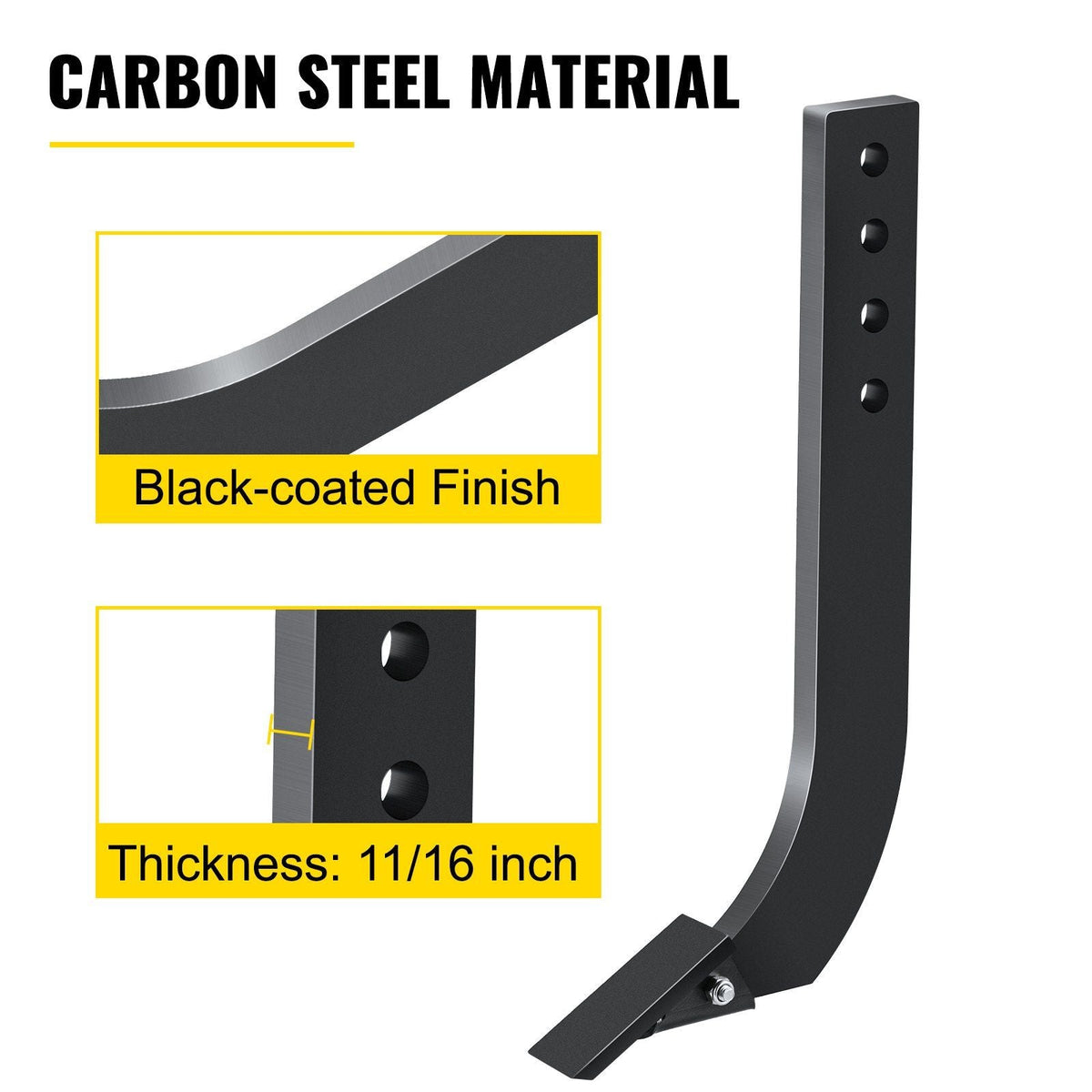 Box Blade Shank, 18'' Scarifier Shank, 4 Holes Box Scraper Shank, Ripper Shank with Removable Tapered Teeth and Pins, Adjustable Shanks Assembly for Replacement, Digging, Plowing, 6PCS