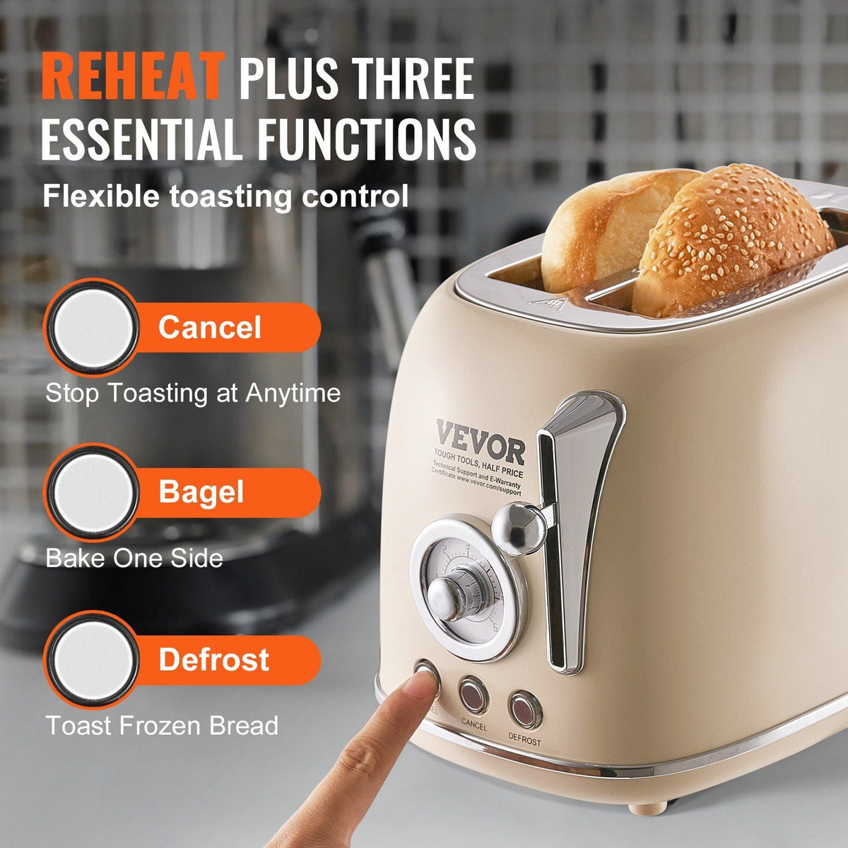 Brushed Stainless Steel Toaster, 2 Slice, 825W 1.5'' Extra Wide Slots Toaster with Removable Crumb Tray 5 Browning Levels, Cancel Defrost and Bagel Functions for Toasting Bread Bagel Waffle
