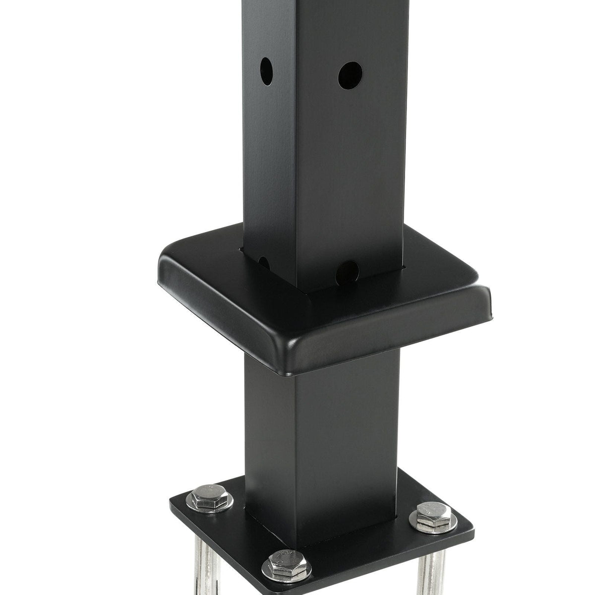 Cable Railing Post, 36" x 1" x 2" Steel L-Shaped Hole Corner Railing Post, 10 Pre-Drilled Holes, SUS304 Stainless Steel Cable Rail Post with Horizontal and Curved Bracket, 1-Pack, Black