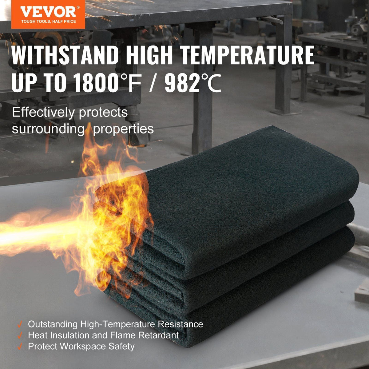 Carbon Felt Welding Blanket 6 Pack, 21" x 20" Flame Retardant Welding Blankets, Up To 1800°F Heat Resistant Blanket Set, Cuttable Carbon Fiber Fire Retardant Insulation Welding Mat Pad