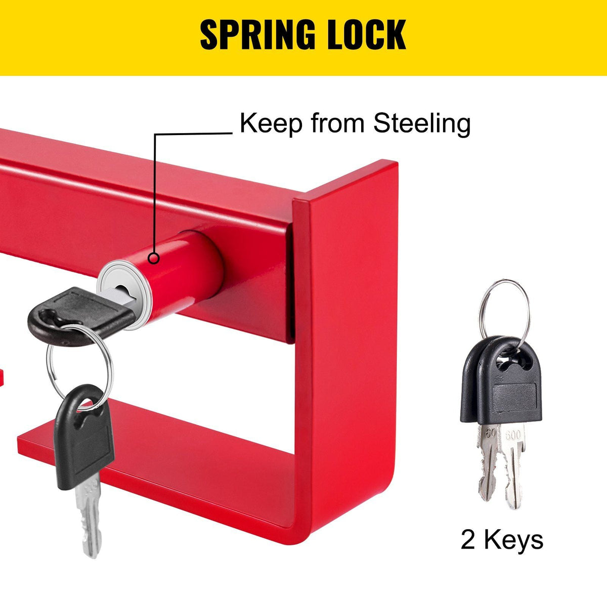 Cargo Container Lock 9.84"-17.32" Locking Distance,Semi Truck Door Locks with 2 Keys, Shipping Container Accessories Red Powder-Coated with Spring Lock (Small Size)