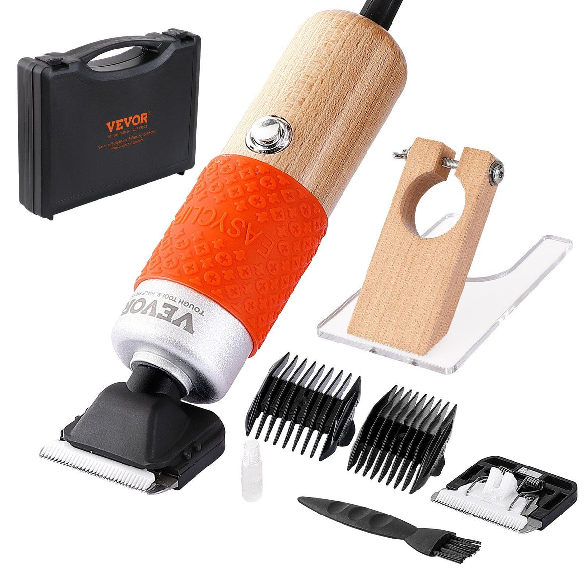 Carpet Trimmer with Shearing Guide, 200W Electric Speed Adjustable Rug Carver, Tufting Shears with 2 Blades, Wooden Handle Carpet Carving Clippers for Handmade Rug Cleaning and Tufted Rug