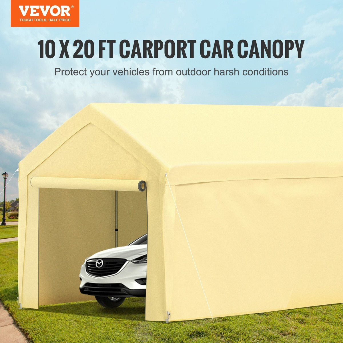 Carport Canopy Car Shelter Tent 10 x 20ft with 8 Legs and Sidewalls Yellow