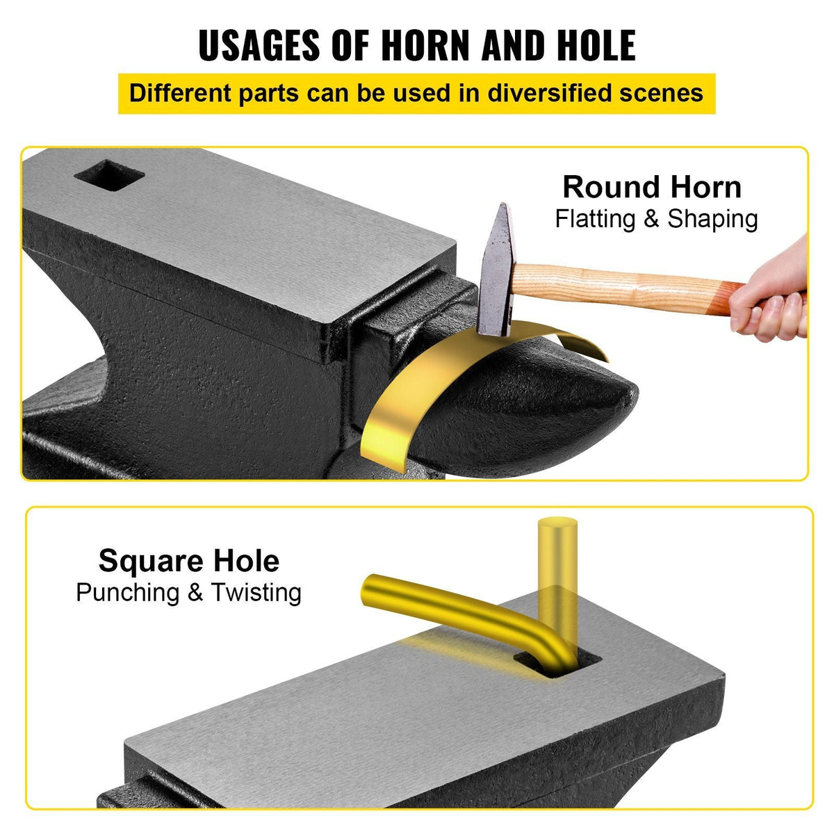 Cast Iron Anvil, 55 Lbs(25kg) Single Horn Anvil with 8.6 x 4.1 inch Countertop and Stable Base, High Hardness Rugged Round Horn Anvil Blacksmith, for Bending, Shaping, Twisting
