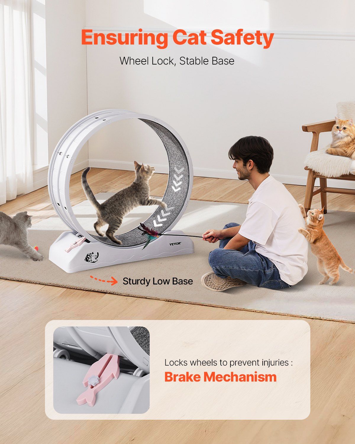 Cat Exercise Wheel 31.5 in Large Indoor Cat Running Wheel Treadmill White