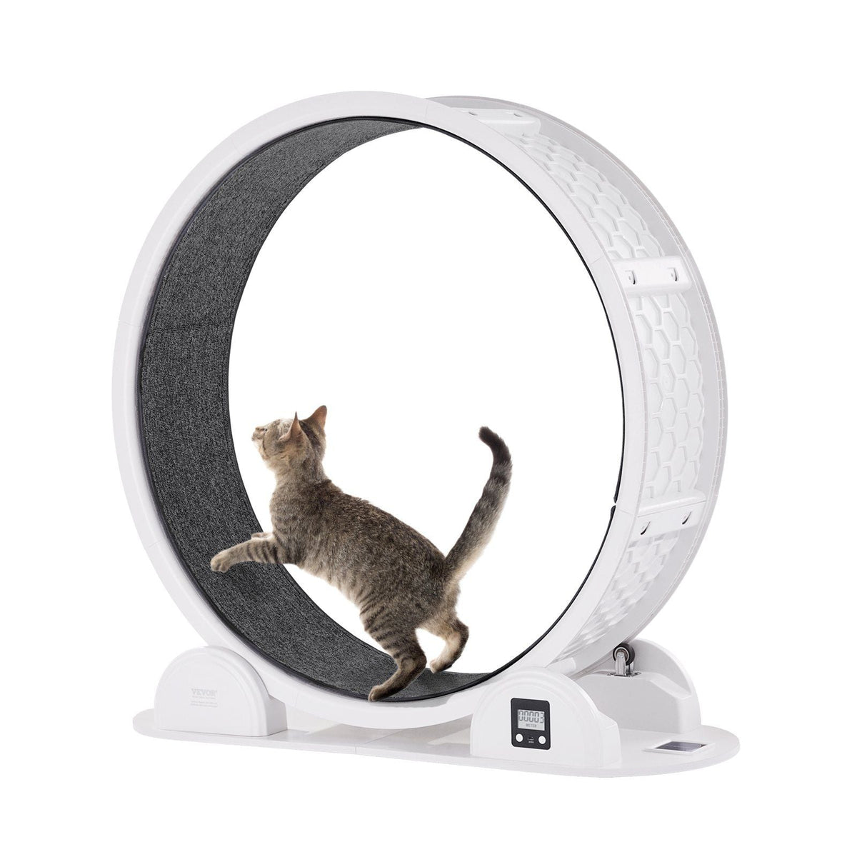 Cat Exercise Wheel with Pedometer 40.8" Cat Treadmill for Pet Health White