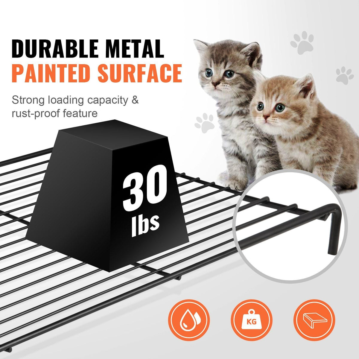 Catio, 4-Tier Large Cat Cages Indoor, Detachable Metal Playpen Enclosure with 360° Rotating Casters, with 3 Ladders and a Hammock for 1-3 Cats, 35.4x23.6x51 inch