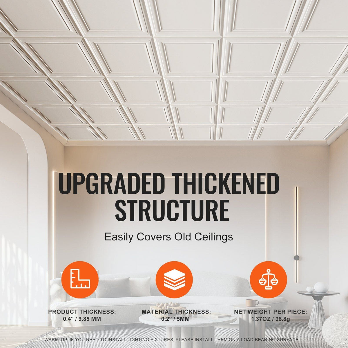 Ceiling Tiles 96-Pack 20 x 20 in Polystyrene Easy Installation Glue-up