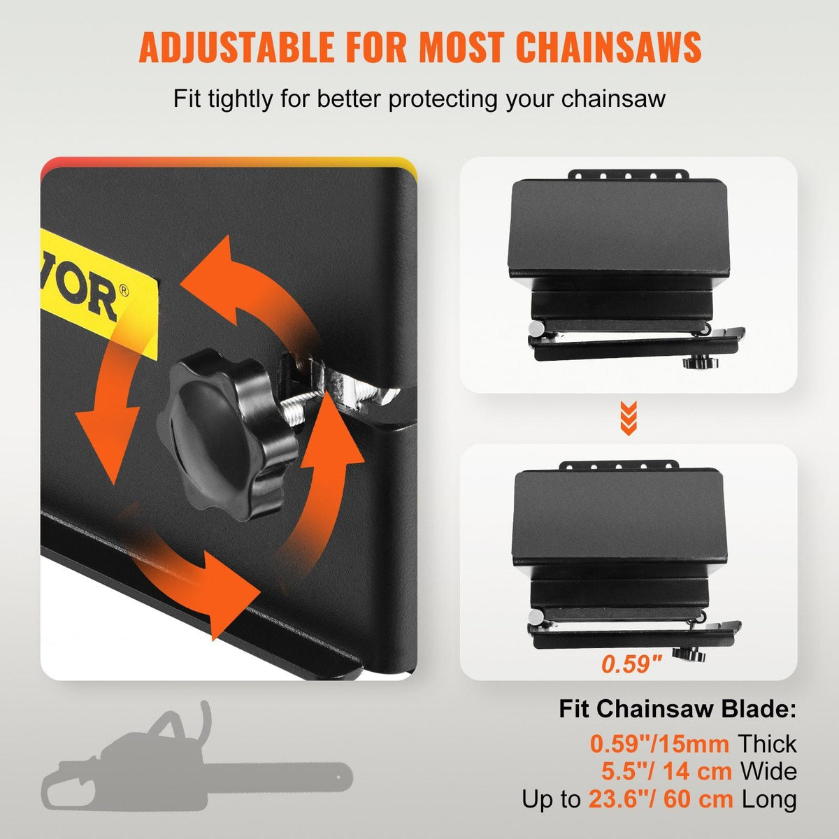 Chainsaw Holder, Powder Coated Steel Chain, Tool Mount Accessories with U-Shape Bolts, Universal Saw Press Carrier Kit for ATVs, UTVs, Tractors, Trucks, Utility Vehicles, Black
