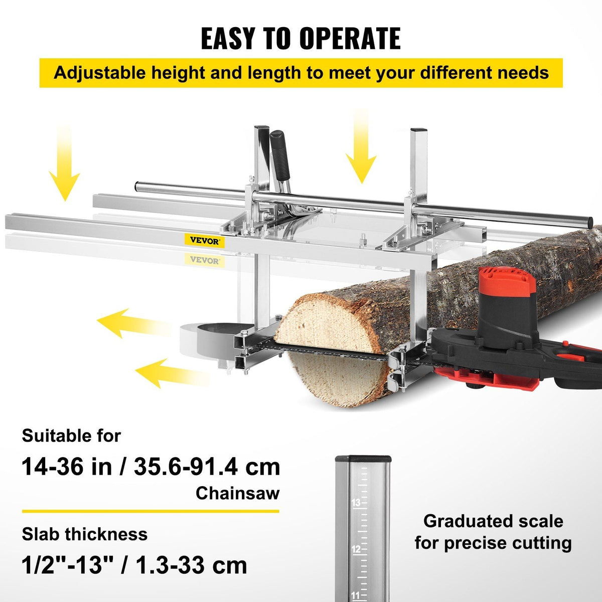 Chainsaw Mill Planking Milling 14" to 36" Guide Bar Wood Lumber Cutting Portable Sawmill Aluminum Steel Chainsaw Mill for Builders