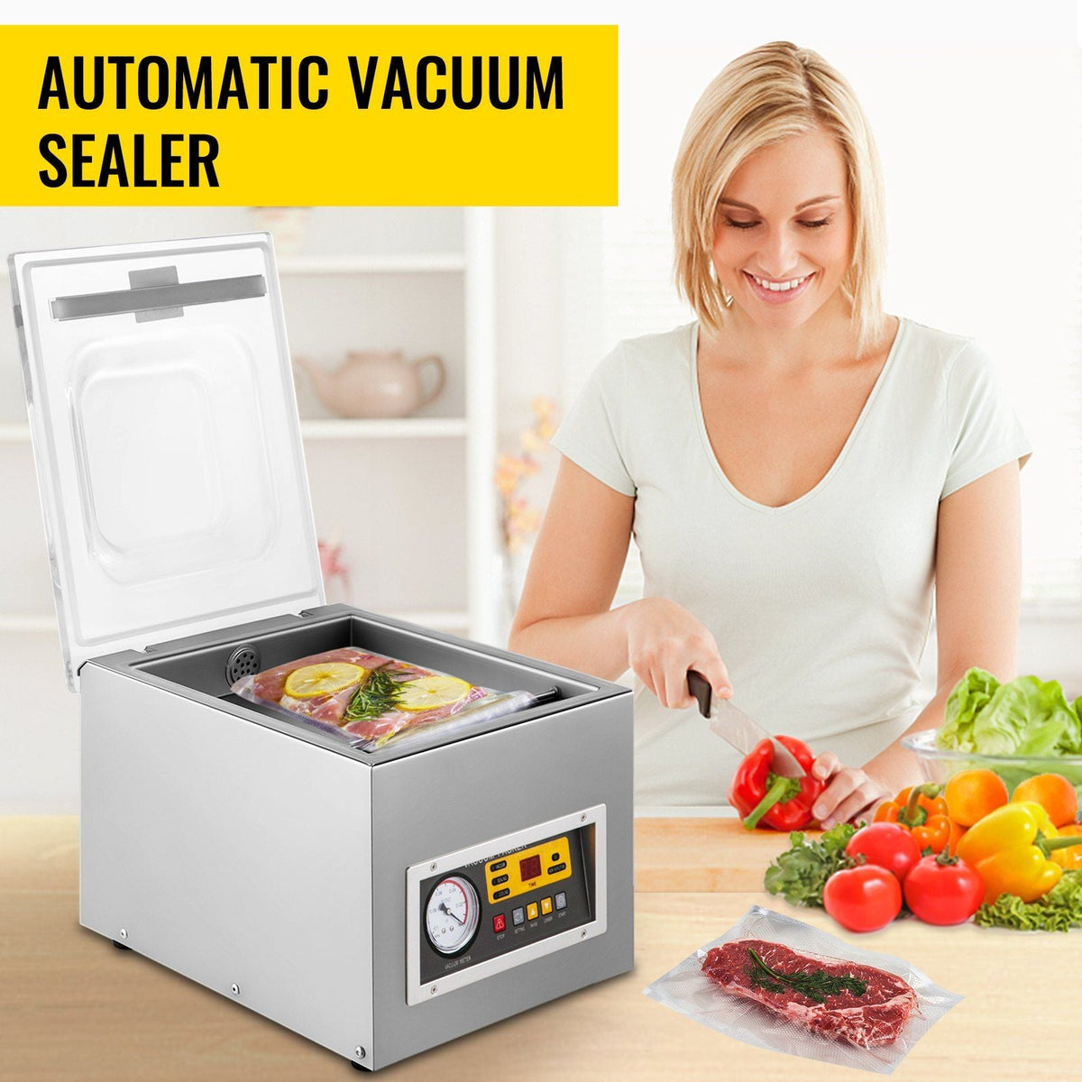 Chamber Vacuum Sealer Machine DZ 260S Commercial Kitchen Food Chamber Vacuum Sealer, 110V Packaging Machine Sealer for Food Saver, Home, Commercial Using