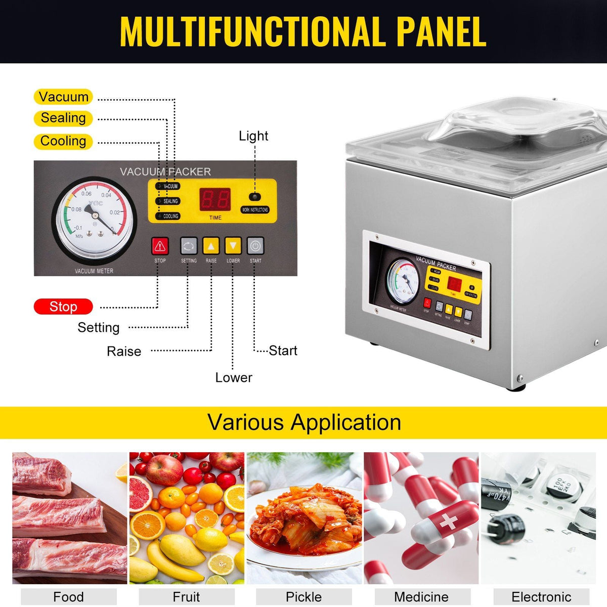 Chamber Vacuum Sealer Machine DZ 260S Commercial Kitchen Food Chamber Vacuum Sealer, 110V Packaging Machine Sealer for Food Saver, Home, Commercial Using