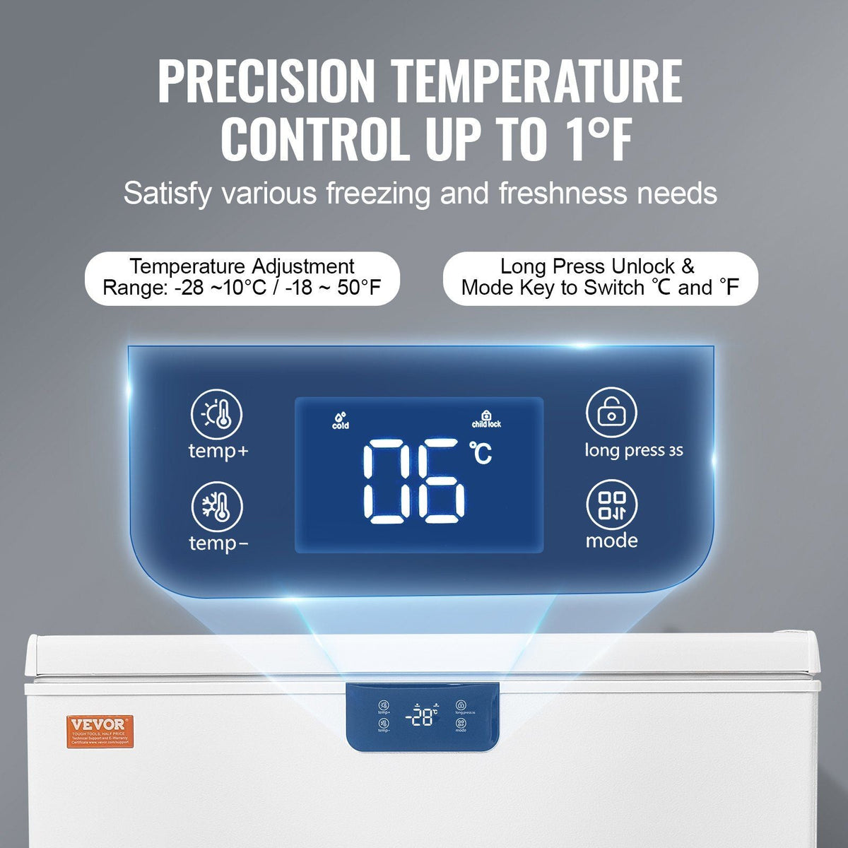 Chest Freezer, 10 Cu.ft / 283 L Compact Deep Freezer, Free Standing Top Open Door Compact Freezers with 2 Removable Baskets & Adjustable Thermostat, Energy Saving & Low Noise, White