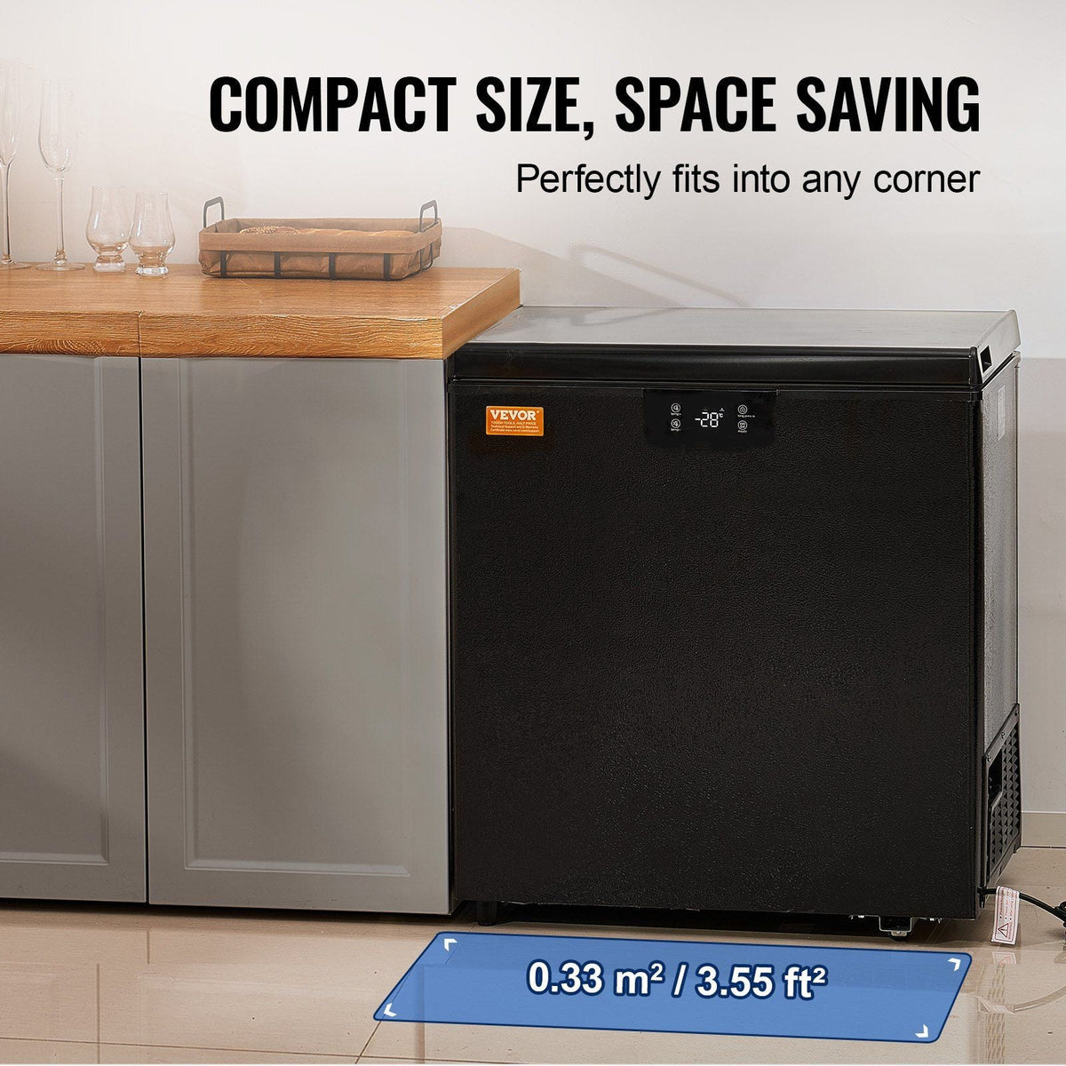Chest Freezer, 5 Cu.ft / 142 L Compact Deep Freezer, Free Standing Top Open Door Compact Freezers with 2 Removable Baskets & Adjustable Thermostat, Energy Saving & Low Noise, Black