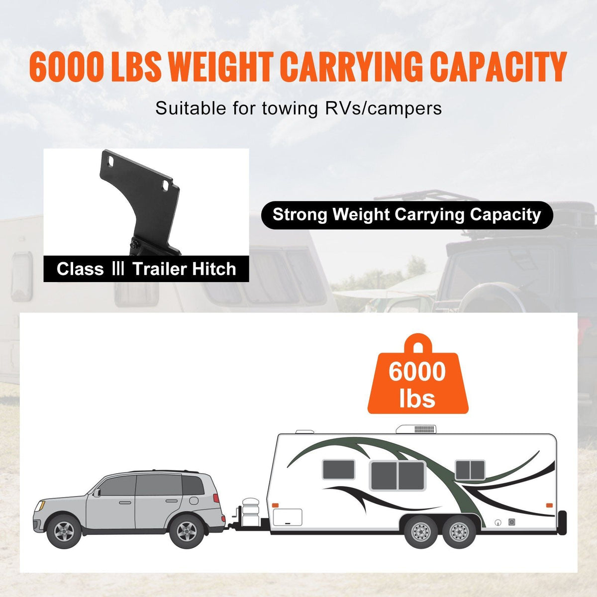 Class 3 Trailer Hitch, 2-Inch Receiver, Q455B Steel Tube Frame, Compatible with 2011-2022 Jeep Grand Cherokee, Multi-Fit Hitch to Receive Ball Mount, Cargo Carrier, Bike Rack, Tow Hook, Black