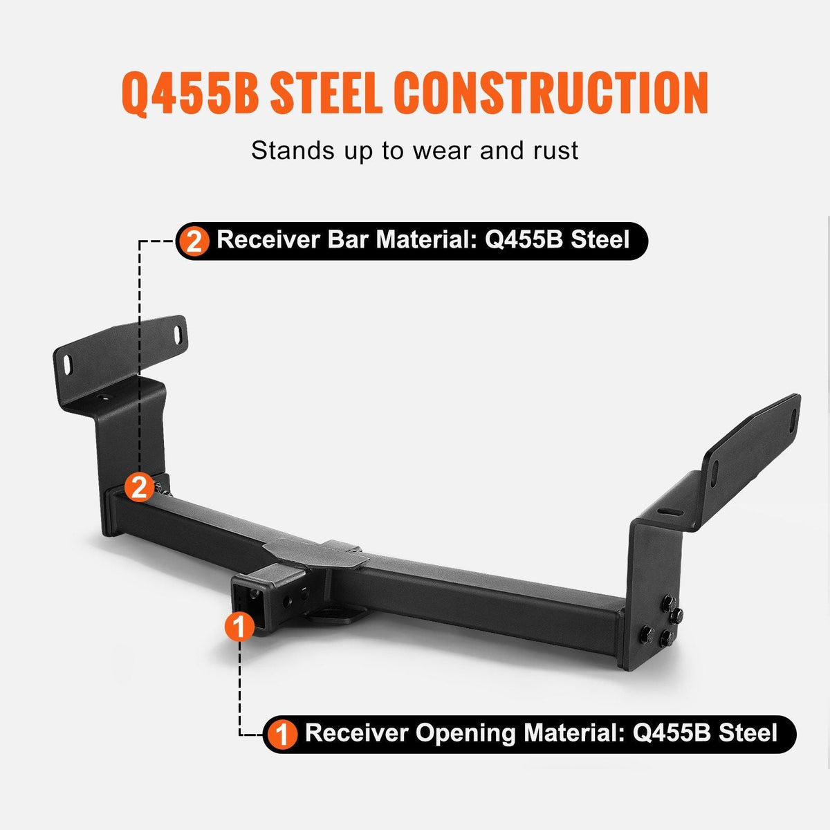Class 3 Trailer Hitch, 2-Inch Receiver, Q455B Steel Tube Frame, Compatible with 2019-2023 Toyota RAV4, 6000 lbs, Multi-Fit Hitch to Receive Ball Mount, Cargo Carrier, Bike Rack, Tow Hook, Black