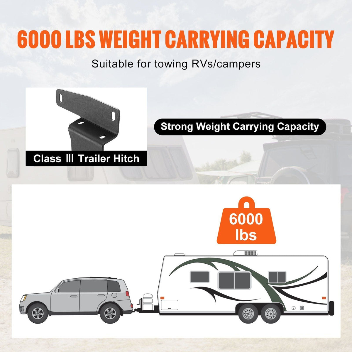 Class 3 Trailer Hitch, 2-Inch Receiver, Q455B Steel Tube Frame, Compatible with 2019-2023 Toyota RAV4, 6000 lbs, Multi-Fit Hitch to Receive Ball Mount, Cargo Carrier, Bike Rack, Tow Hook, Black