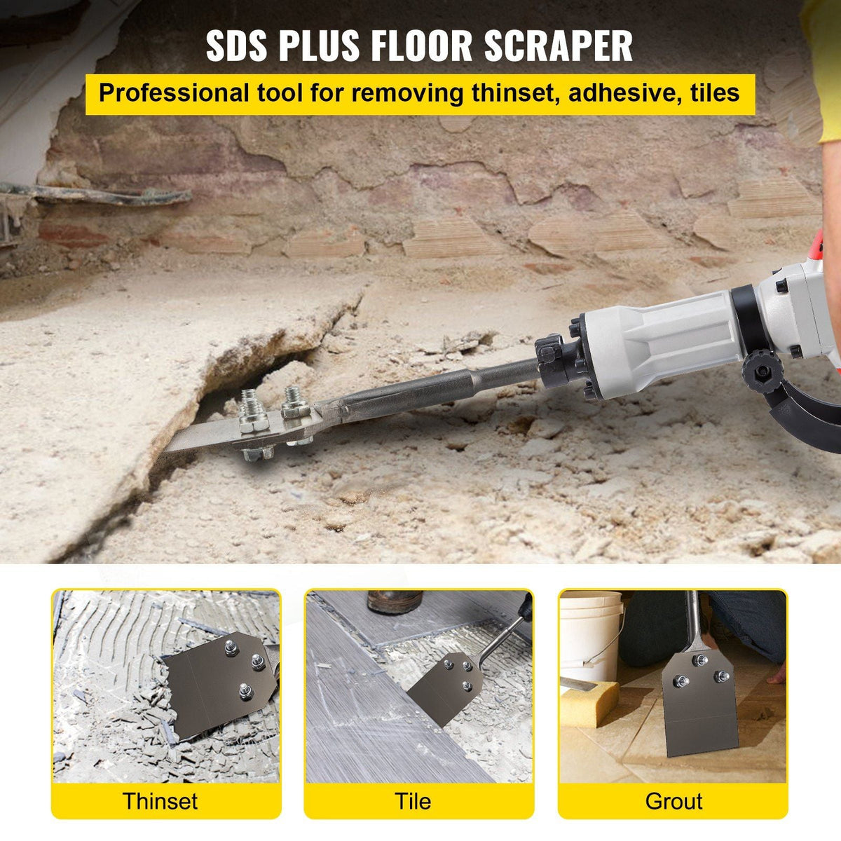 Clay Spade, 3.9" x 9.5" SDS Plus Shank, 40Cr Steel Jackhammer Bit for Electric Demolition Jack Hammer w/Point Chisel, Trenching and Digging Shovel Bit for Clay, Gravel, Frozen Soil