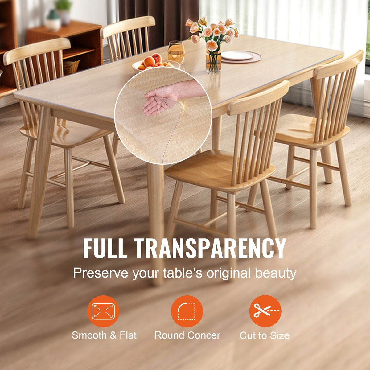 Clear Table Cover Protector, 12" x 24"/306 x 614 mm Table Cover, 1.5 mm Thick PVC Plastic Tablecloth, Waterproof Desktop Protector for Writing Desk, Coffee Table, Dining Room Table