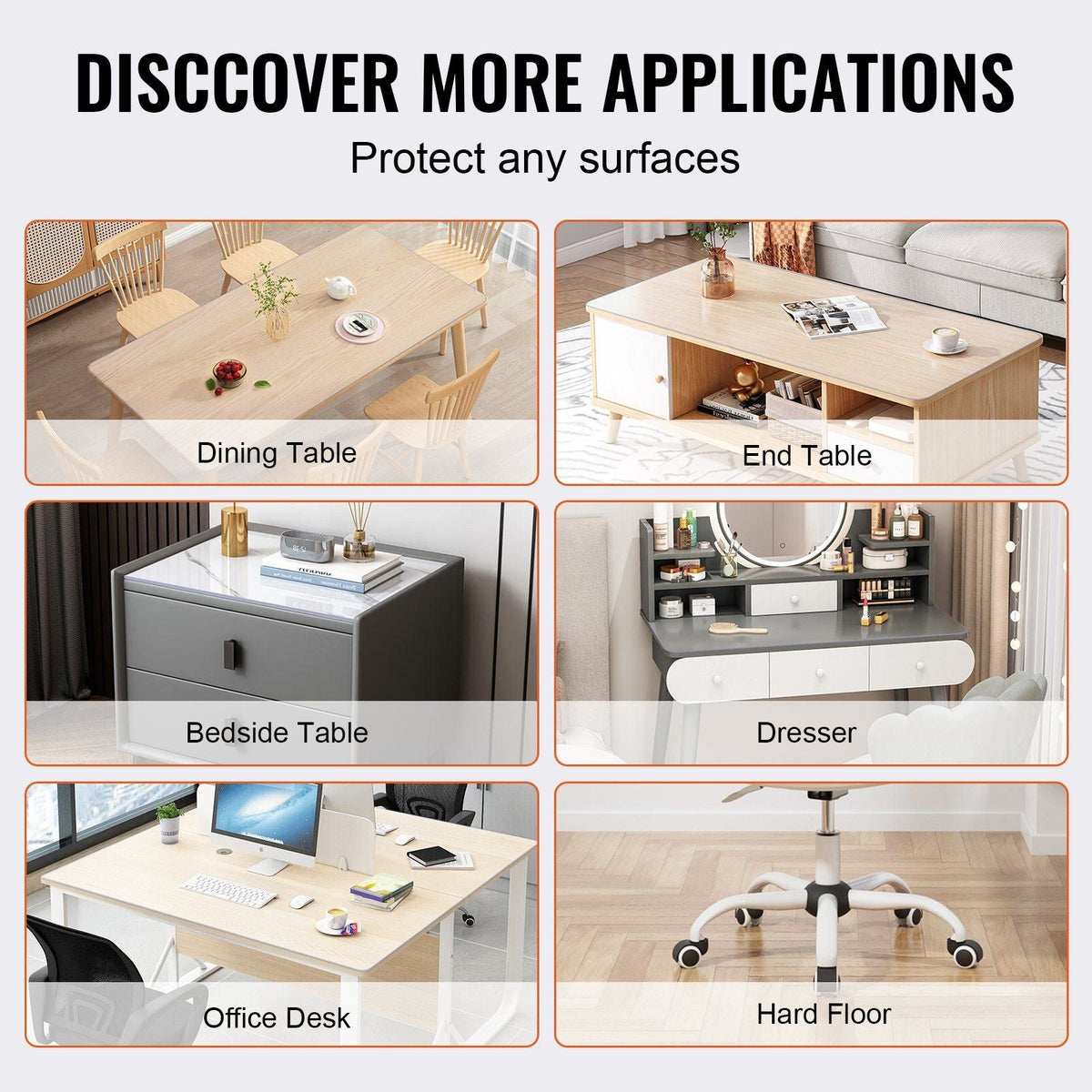 Clear Table Cover Protector, 12" x 24"/306 x 614 mm Table Cover, 1.5 mm Thick PVC Plastic Tablecloth, Waterproof Desktop Protector for Writing Desk, Coffee Table, Dining Room Table