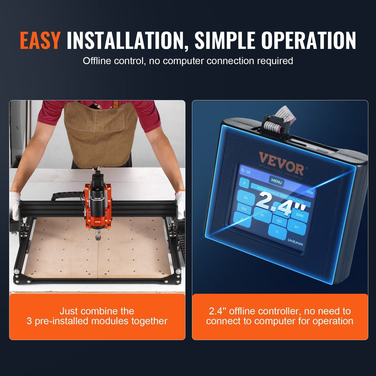 CNC Router Machine, 300W, 3 Axis GRBL Control Wood Engraving Carving Milling Machine Kit, 400 x 400 x 75 mm / 15.7 x 15.7 x 2.95 in Working Area 1200 RPM for Wood Acrylic MDF PVC Plastic Foam