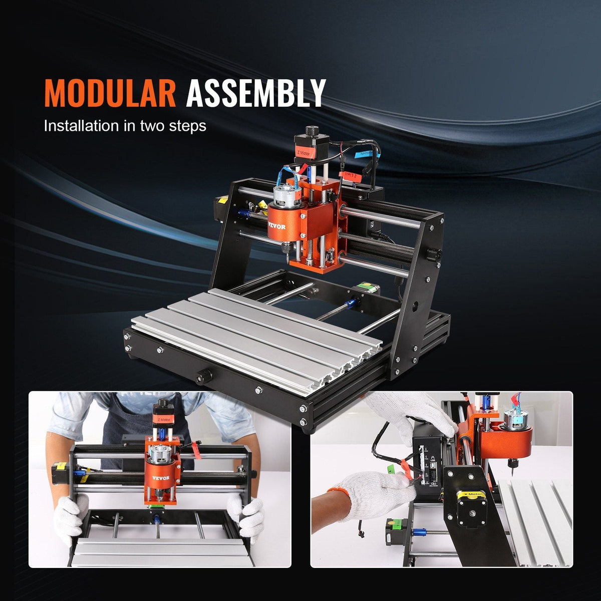CNC Router Machine, 60W, 3 Axis GRBL Control Wood Engraving Carving Milling Machine Kit, 300 x 200 x 60 mm/11.8 x 7.87 x 2.36 in Working Area 1200 RPM for Wood Acrylic MDF PVC Plastic Foam Vinyl