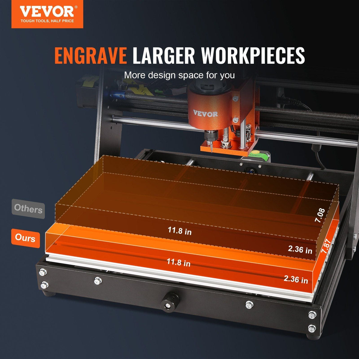 CNC Router Machine, 60W, 3 Axis GRBL Control Wood Engraving Carving Milling Machine Kit, 300 x 200 x 60 mm/11.8 x 7.87 x 2.36 in Working Area 1200 RPM for Wood Acrylic MDF PVC Plastic Foam Vinyl