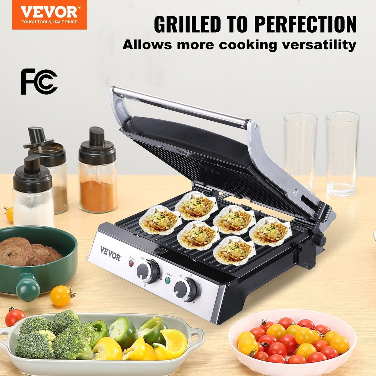 Commercial Electric Griddle, 14.5" 1500W Indoor Countertop Grill, Stainless Steel Restaurant Teppanyaki Grill with Non Stick Iron Cooking Plate, 0-446°F Adjustable Temperature Control, 120V