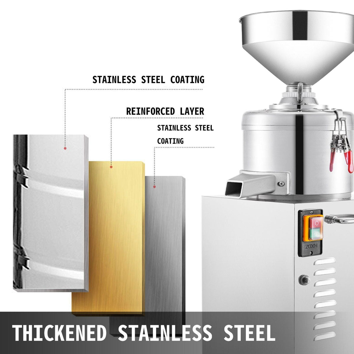 Commercial Peanut Sesame Grinding Machine, 15000g/h Stainless Steel peanut butter machine, 110V Grinder Electric Perfect for Peanut Sesame Walnut Butter, 11.80 x 28.00 x 11.80 in, Silver