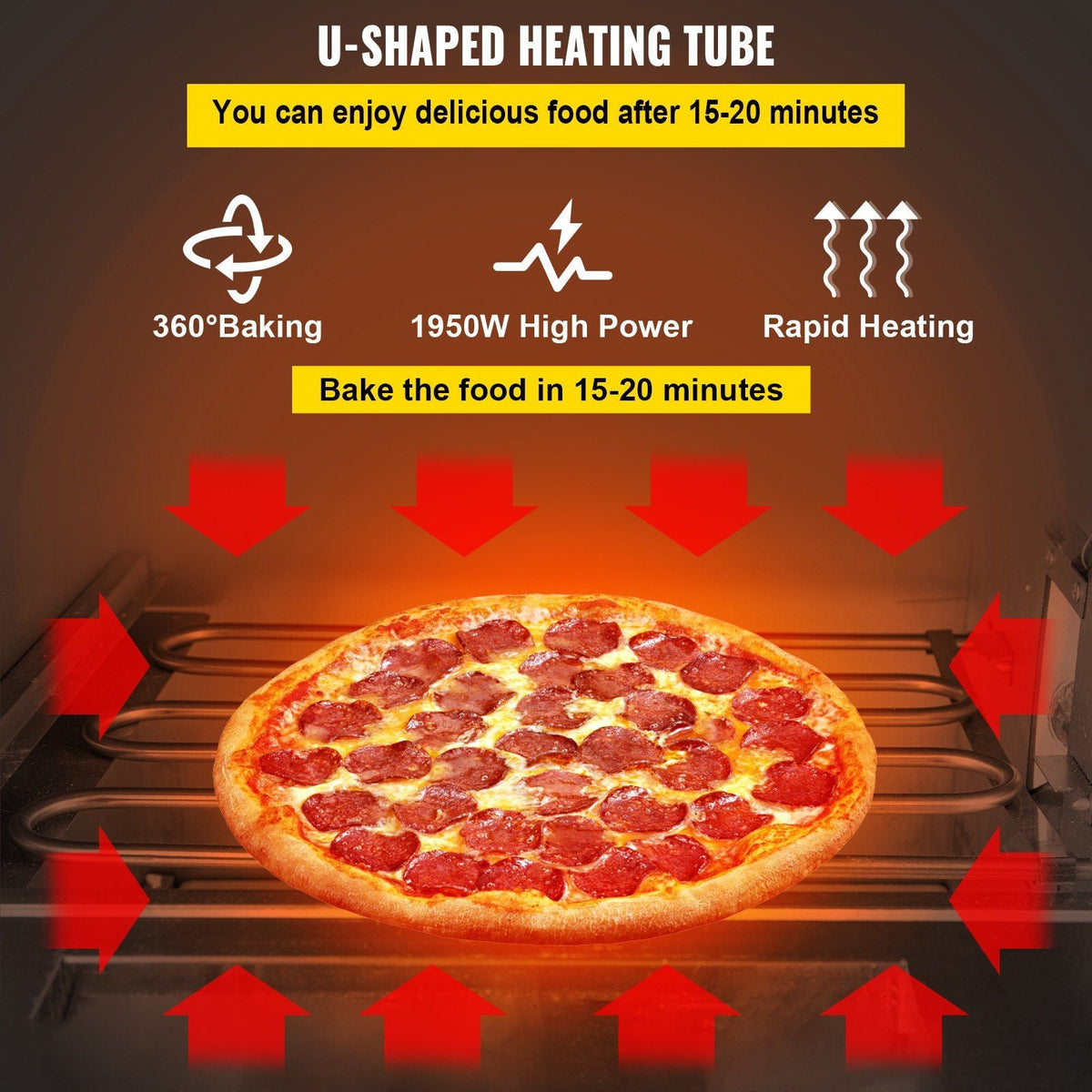 Commercial Pizza Oven Countertop, 14" Double Deck Layer, 110V 1950W Stainless Steel Electric Pizza Oven with Stone and Shelf, Multipurpose Indoor Pizza Maker for Restaurant Home Pretzels Baked