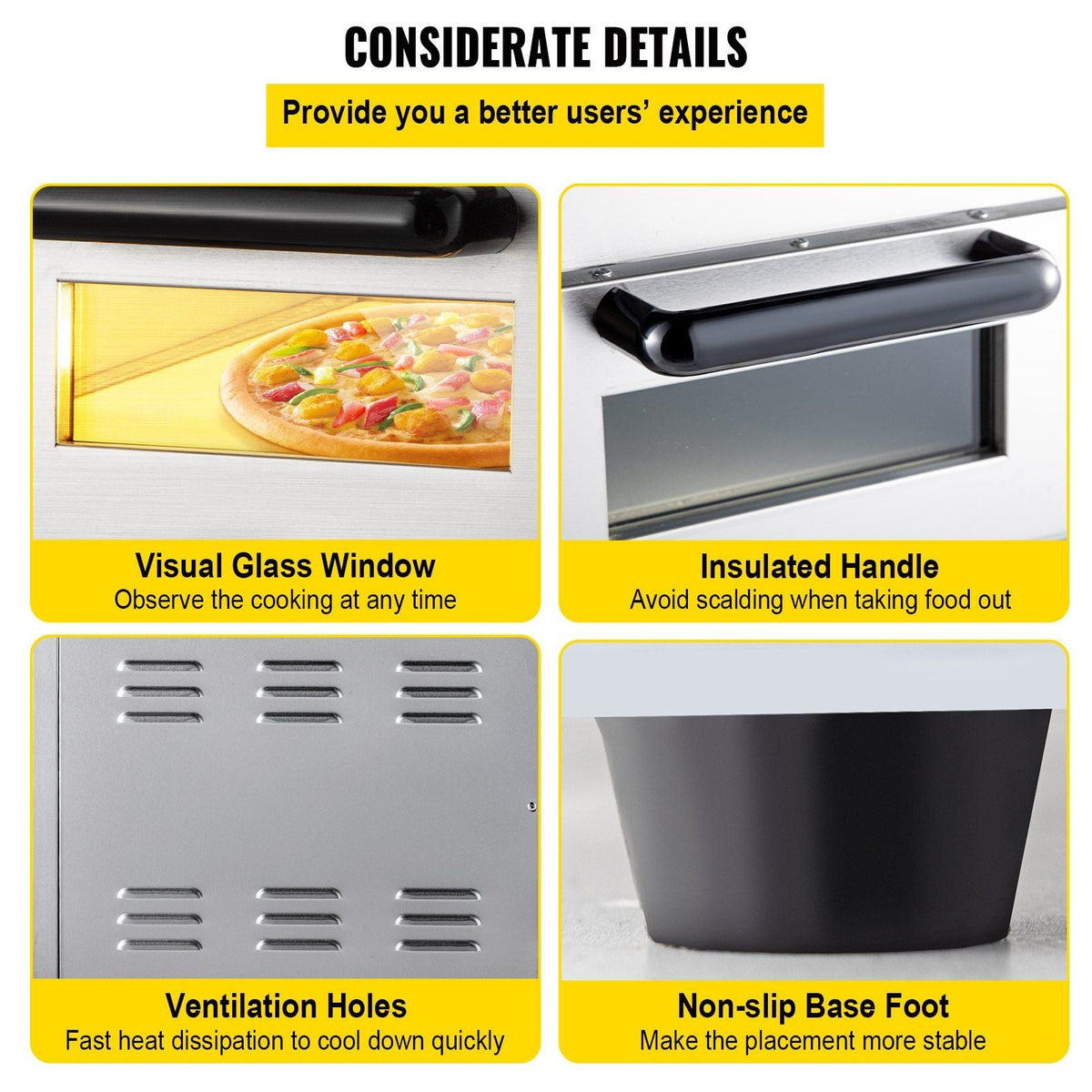 Commercial Pizza Oven Countertop, 14" Double Deck Layer, 110V 1950W Stainless Steel Electric Pizza Oven with Stone and Shelf, Multipurpose Indoor Pizza Maker for Restaurant Home Pretzels Baked