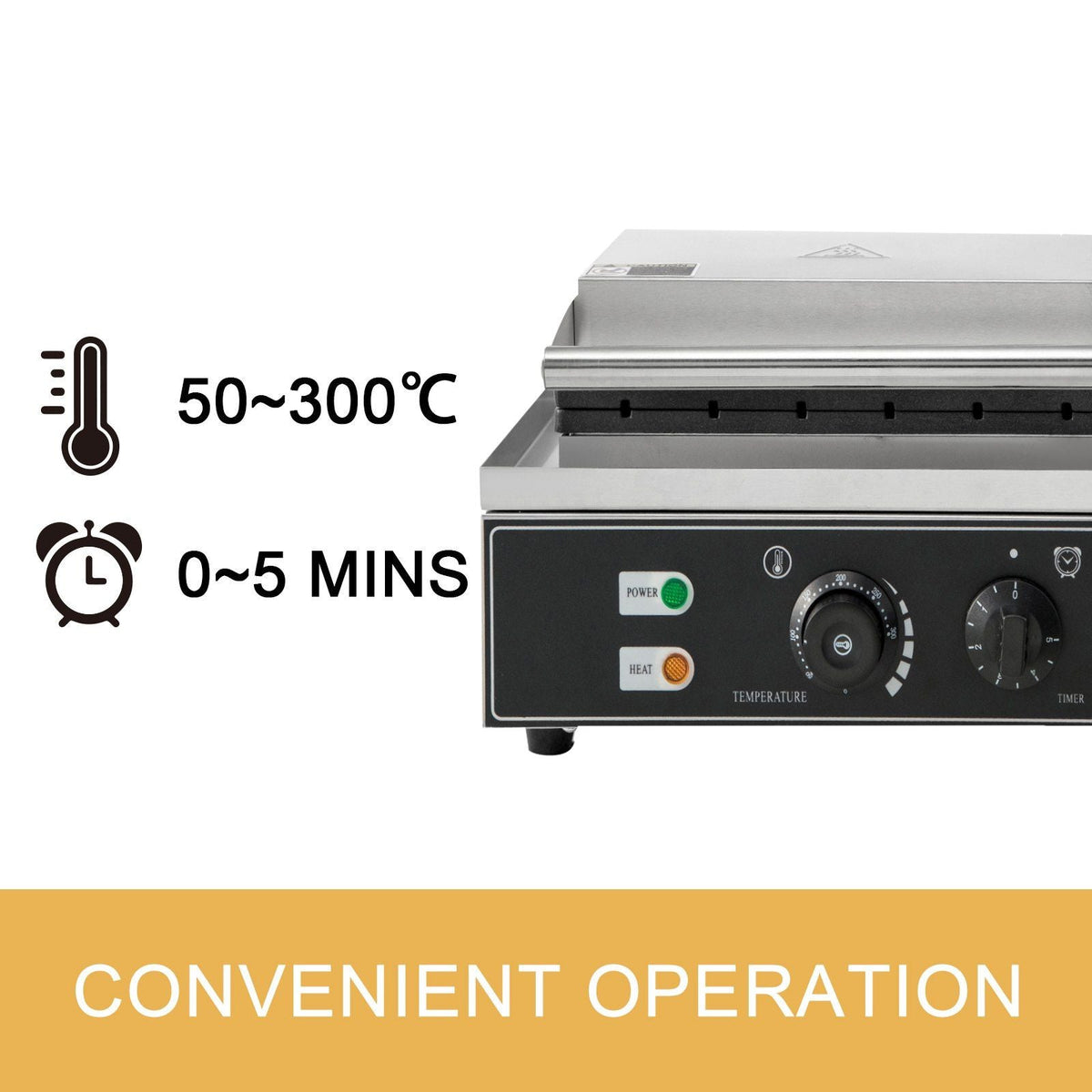Commercial Rectangle Waffle Maker 10pcs Nonstick Electric Waffle Maker Machine Stainless Steel 110V Temperature and Time Control Heart Waffle Maker Suitable for Restaurant Snack Bar