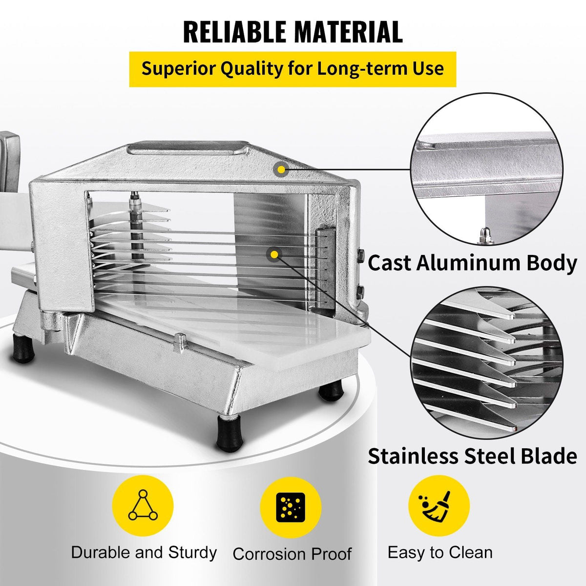 Commercial Tomato Slicer 3/8" Heavy Duty Tomato Slicer Tomato Cutter with Built in Cutting Board for Restaurant or Home Use