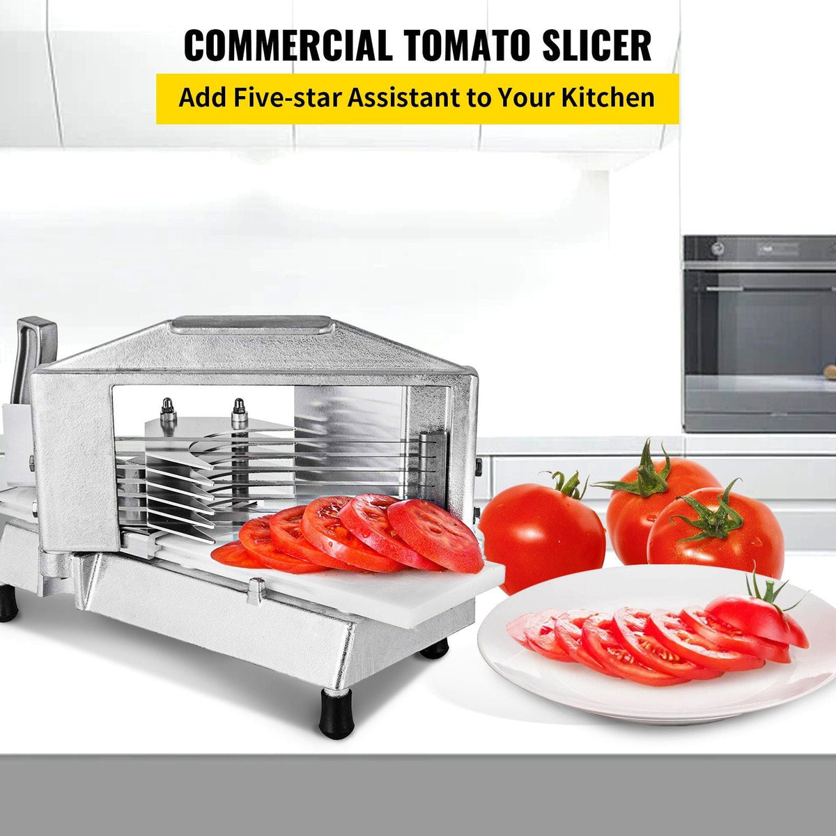 Commercial Tomato Slicer 3/8" Heavy Duty Tomato Slicer Tomato Cutter with Built in Cutting Board for Restaurant or Home Use