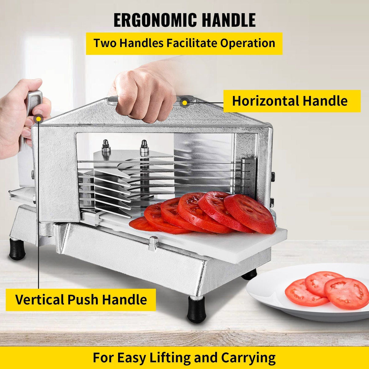 Commercial Tomato Slicer 3/8" Heavy Duty Tomato Slicer Tomato Cutter with Built in Cutting Board for Restaurant or Home Use