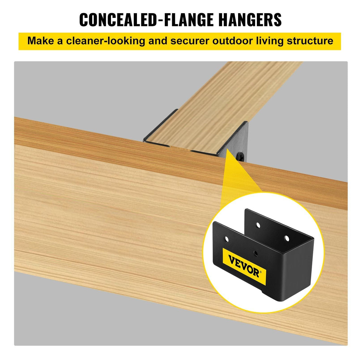 Concealed Joist Hanger, 2"x4" Outdoor Accent Concealed-Flange, Pack of 12 Concealed Joist Bracket, Q235 Steel Plate Powder-Coated Concealed Face Mount Joist Hanger for 2"x4" Beam Swing, 3.7"