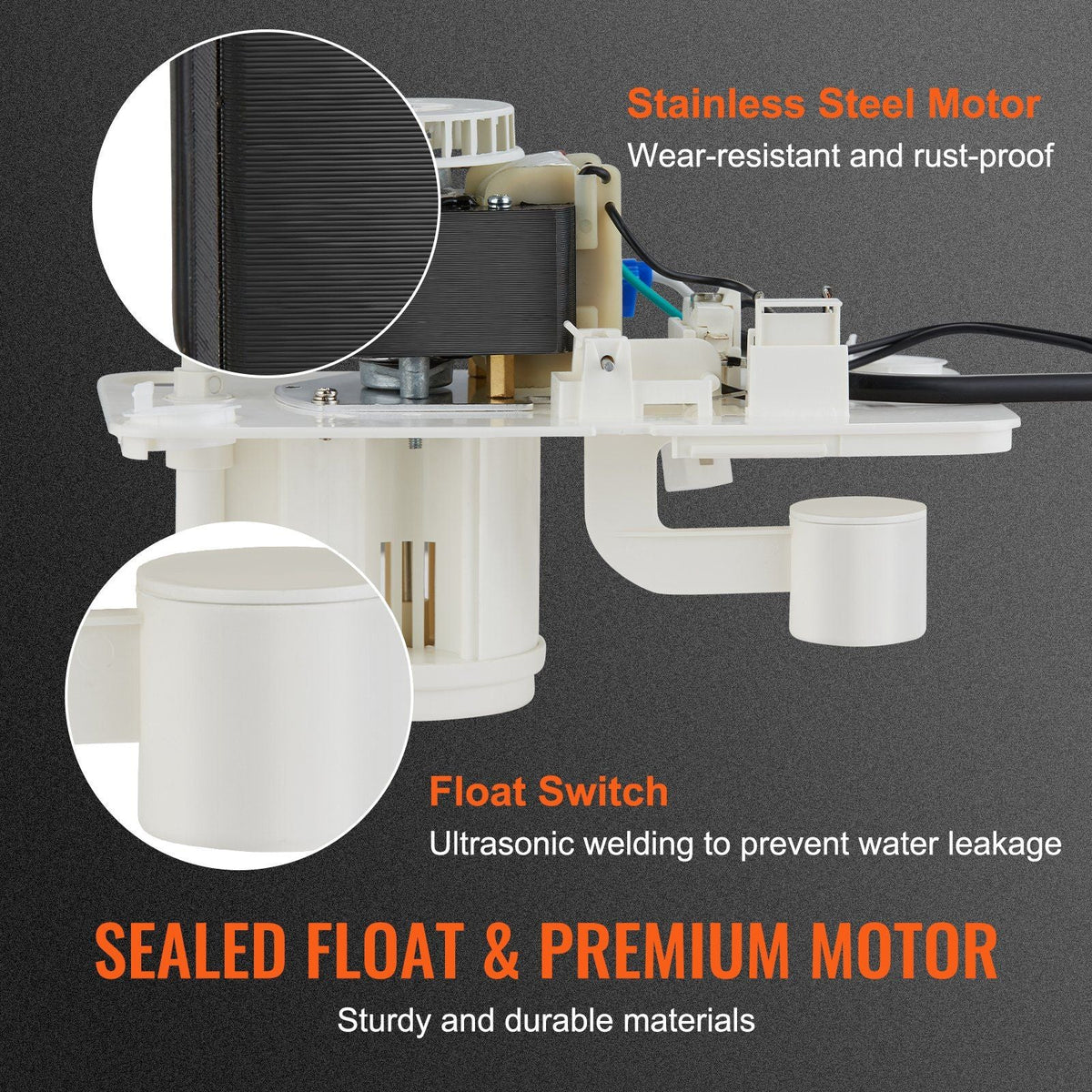 Condensate Removal Pump, 1/50 HP, 65 GPH, 15 ft Lift, 115V Automatic AC Condensation Pump with Safety Switch & 20' Tubing for Air Conditioner, Dehumidifier, HVAC, Furnace, Ice Maker Water Drain